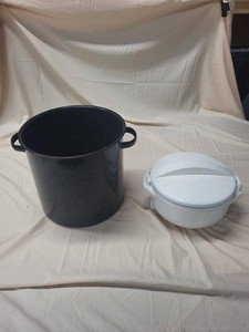 Lot of Enamelware Stock Pot & Insulated Casserole Server