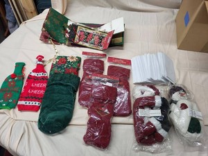 Christmas Gift Bags Bottle Covers Plush Huggers Card Envelope Lot