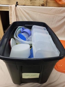 Assorted Plastic Kitchen Storage Container Lot Canisters Lids Cups