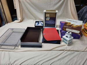 Mixed Desk Organizer & Office Supply Lot Paper Trays Folders Stationery