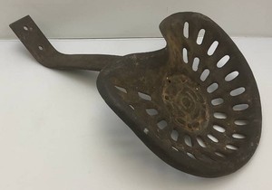 Vintage Heavy Metal Tractor Seat With Bracket