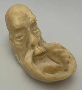 Vintage RARE Soapstone Chinese Man Face Pipe Holder 3.5 x 6