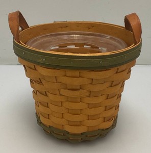 Vintage Longenberger Golf aClub Basket 6 With Leather Handles And Plastic Liner