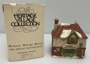 Vintage Department 56 The Heritage Villlage Collection Dickens Village Series Abel Beesley Butcher Shop In Original Box