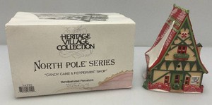 Vintage Department 56 The Heritage Villlage Collection North Pole Series Candy Cane & peppermint Shop In Original Box