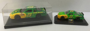 Collectible John Deere Die Cast Racing Car #23 With Plastic Display Case 5.5 x6.5 x 13.5 & 124 Scale John Deere Recing Car #23