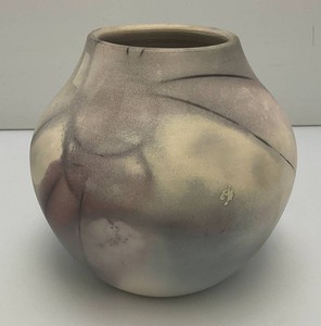 Vintage Unique Handcrafted Ceramic Vase Featuring Smoke-Fired Or Pit Fired Aesthetics 6 12