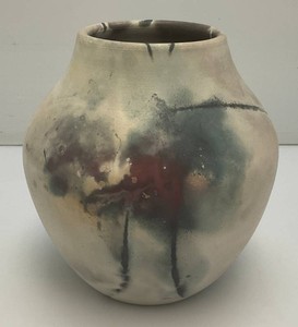 Vintage Unique Handcrafted Ceramic Vase Featuring Smoke-Fired Or Pit Fired Aesthetics 7