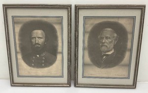 General Robert E. Lee And Stonewall Jackson Reprints From Original Mezzotints Framed Behind Glass 13 x 17