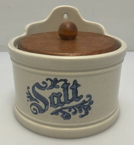 Vintage Pfaltzgraff Yorktowne 560Y Salt Box Canister With Lid With Hole For Wall Hanging