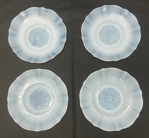 4 Macbeth Evans Depression Glass American Sweetheart Monax Saucer Plates 5.75