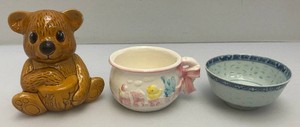 Very Cute Vintage Ceramic Bear Honey Pot Jar With Removable Head And Honey Stick 5.5 And More