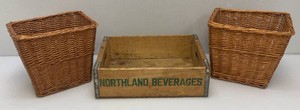 Vintage Northland Beverage Crate And Two Baskets