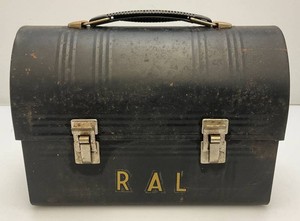 Vintage Aladdin Black Metal Dome Top Lunch Box (No Thermos)