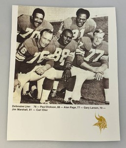 RELISTED DO TO NO PAYMENT 8 x 10 Photogragh 1968-1970 Minnesota Vikings Defensive Loine #76 Paul Dickson, #88 Allan Paige, #77 Gary Larsen, #70 Jim Marshall And #81 Carl Eller