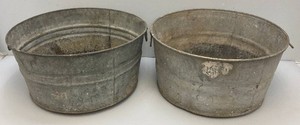 Two 23 Vintage Galvanized Wash pails