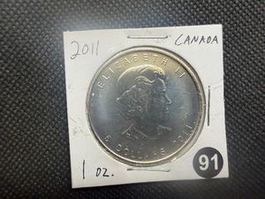 2011 Canada Silver $5.00 1 Ounce Maple Leaf