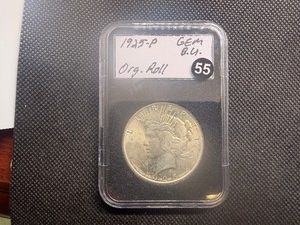 1925 Peace Silver Dollar Marked Gem BU Original Roll When Purchased