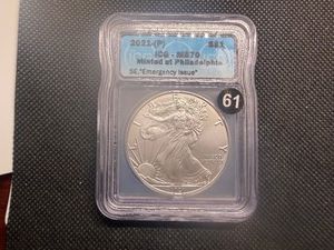 2021-P Heraldic Eagle Type 1 1 Oz. Silver American Eagle iCG MS70 Emergency Production - Perfect Grade