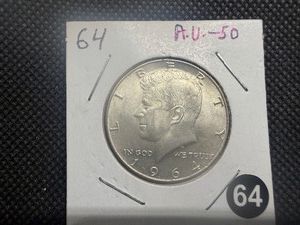 1964 90% Silver Kennedy Half Dollar Marked AU-50 When Purchased