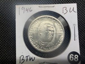 1946 Booker T. Washington Commem. Silver Half Dollar - Marked BU When Purchased