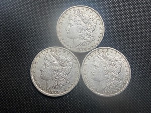 Three 1880-O  Morgan Silver Dollars