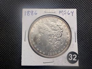 1886 Morgan Silver Dollar Marked MS64 When Purchased