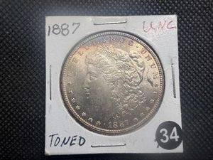 1887 Morgan Silver Dollar Marked UNC When Purchased - Very Nicely Toned