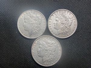 Three 1889 Morgan Silver Dollars