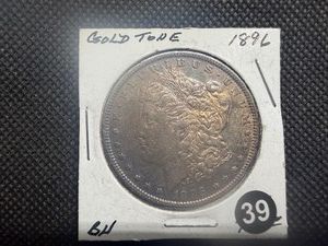 1896 Morgan Silver Dollar Marked BU When Purchased - Nice Gold Toning