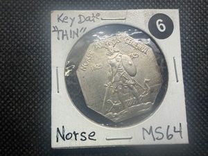 Rare Thin 1925 Norse Silver Medallion marked MS64 When Purchased - Greysheet Wholesale Value for an MS64 is $700