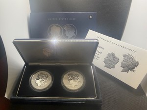 2025 Morgan and Peace Dollar Reverse Proof Two Coin Set in Original Mint Package with COA