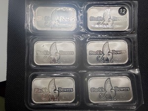 Six 2023 1 Oz. Stacks & Bowers Silver Bars