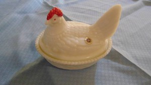 Milk Glass Hen on Nest