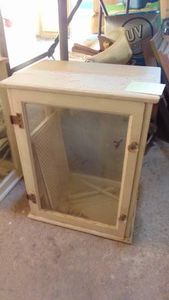 Vintage White Medicine Cabinet with Metal Shelves