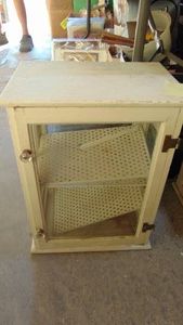 Vintage White Medicine Cabinet with Metal Shelves