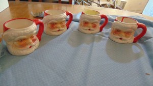 Set of 4 Vintage Santa Mugs