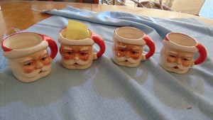 Set of 4 Vintage Santa Mugs