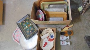 Box of Trays and Box of Adverting Items