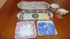 Floral Trays, Chintz Sugar and Creamer