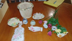 Porcelain Pieces and Porcelain Flowers