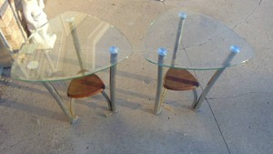 Pair of Glass and Chrome End Tables