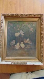 Vintage Oil of Chicks