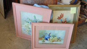 Vintage Watercolor and 2 Pastel Prints