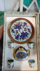 Metal and Enamel Doll House Tea Set