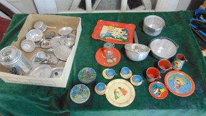 Childrens Vintage Tin Play Dishes
