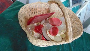 Basket with Plastic Doll Furniture