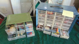 2 Drawer units with Mini Doll House Items