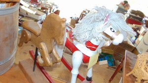 White Rocking Horse and Wooden Horse