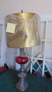 Vintage Cranberry Glass Table Lamp